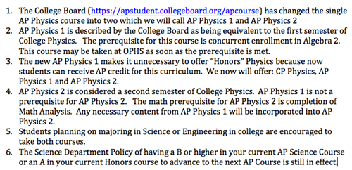 Physics Changes 